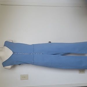 Women's Loose-Fitting Denim Front Zip Up Jumpsuit